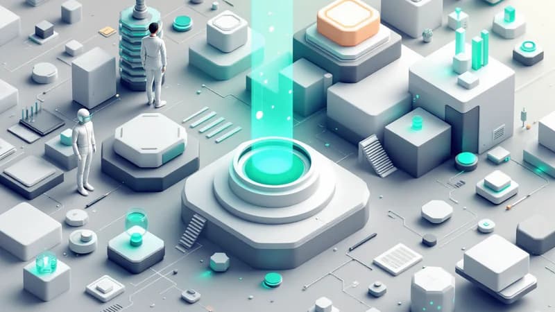 Traditional SEO stack components breaking down while white bots analyze bottlenecks
