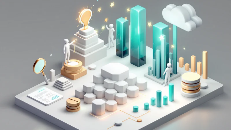 White bots assembling modular system architecture blocks for enterprise SEO automation platform design