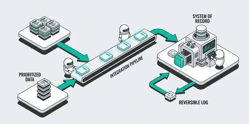 Isometrisk diagram: Var team fastnar utan automatisering — GitHub CMS SEO-automation...