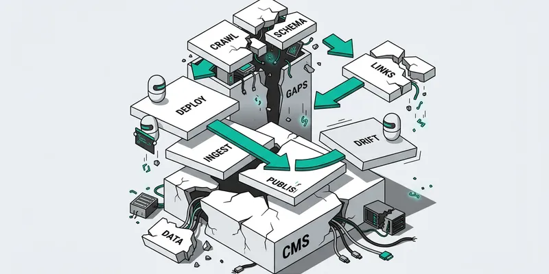 Isometric diagram showing What nightly SEO audit automation should actually do for Nightly SEO Audit Automat...