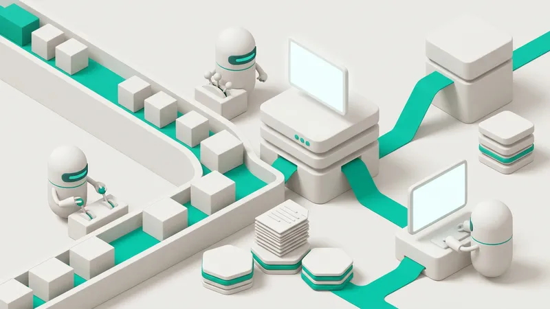 Capsule bots routing content and technical blocks through a native CMS pipeline with teal accent paths on light gray background