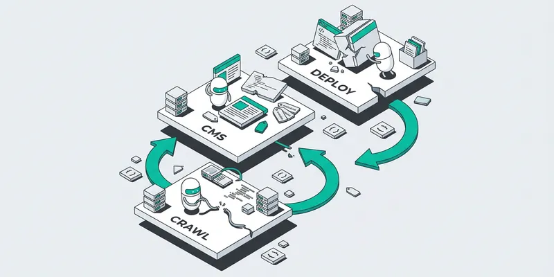SEO stack architecture diagram highlighting rollback failure points and system vulnerabilities